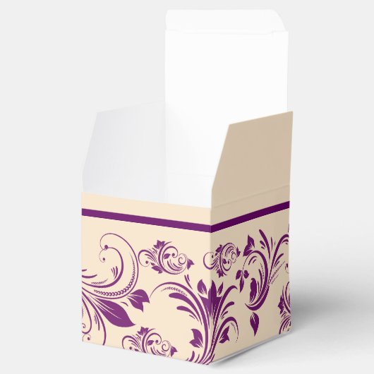 Pruim en Champagne Scroll Bruiloft Favor Box Bedankdoosjes (Geopend)