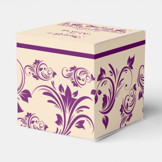 Pruim en Champagne Scroll Bruiloft Favor Box Bedankdoosjes (Achterkant)