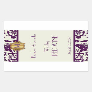 Pruim en Crème Monogram Bruiloft Wijn Sticker