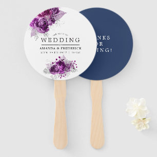 Pruim en marine waterverf bloemen bruiloft cadeaut handwaaier