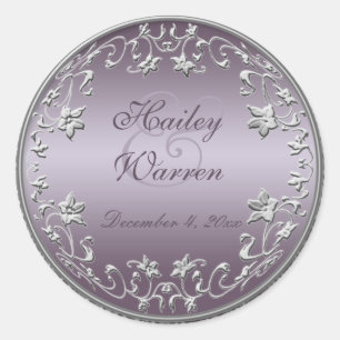 Pruim en Pewter 1,5"Diameter Ronde Sticker