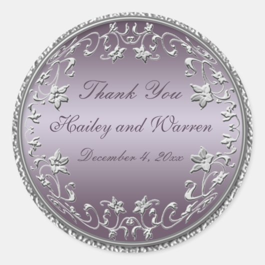 Pruim en Pewter 3"Diameter Ronde Sticker (Voorkant)