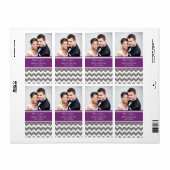 Pruim grijs chevron foto bruiloft labels (Full Sheet)