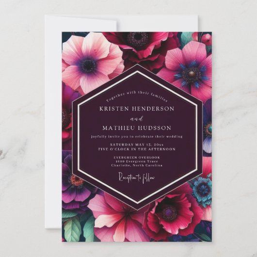 Pruim Moody Bloom Bruiloft Kaart (Voorkant)