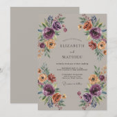 Pruim Okergelakte Wilde Bloemen Bruiloft Kaart (Voorkant / Achterkant)
