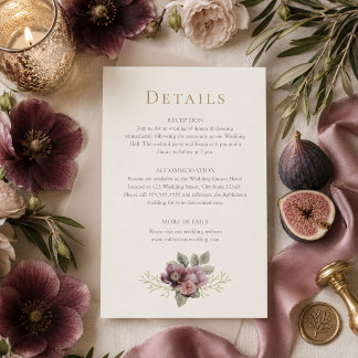 Pruim & Olijf Botanische Trouwdetails Kaart