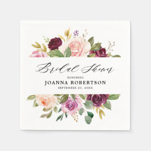 Pruim Paars Blush Roze Botanische Bruidsdouche Servet