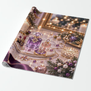 Pruim Paars Kerstschoonheid Cadeaupapier