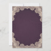 Pruim Paars Suède Leren Vintage Kant Trouwjurk Kaart (Achterkant)