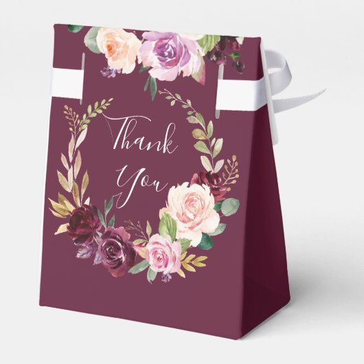 Pruim paarse en Blush Bloesem Bruiloft Favor Box Bedankdoosjes (Achterkant)