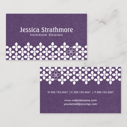Pruim Paarse en Witte Moderne Bloem Visitekaartje (Voorkant / Achterkant)