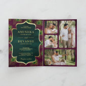 Pruim Paarse Groene Peacock Veren QR Code Bruiloft (Binnen)