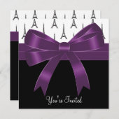 Pruim Paarse Parijs Eiffeltoren Feest Kaart (Voorkant / Achterkant)