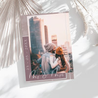 Pruim Paarse Script Foto Save the Date Kaart