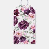 Pruim Paarse Waterverf Flowers Elegant Boho Cadeaulabel (Achterkant)