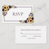 Pruim Paarse Zonnebloem Aquarel Enclosure Kaart (Voorkant / Achterkant)