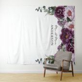 Pruim Pioenrozen Romantische Bloemige Trouw Achter Wandkleed (In Situ (horizontaal))