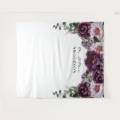 Pruim Pioenrozen Romantische Bloemige Trouw Achter Wandkleed (Voorkant (horizontaal))