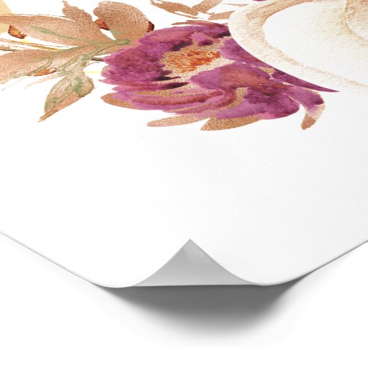 Pruim Pompoen Verliefd Bruiloft Feest Verwelkoming Poster (Hoek)