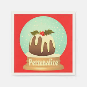 Pruim pudding sneeuwbol winter cake rood groen servet
