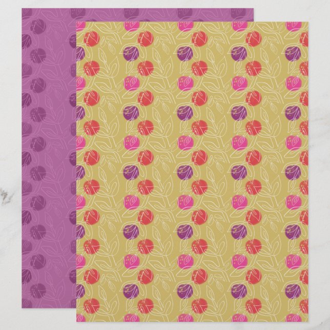 Pruim scrapbookpapier (Voorkant / Achterkant)