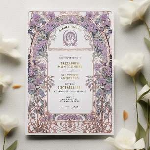 Pruim & Sering Art Nouveau Liefdesunie Uitnodiging
