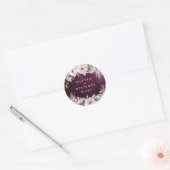 Pruim & stoffige roze boho florale rustieke bruilo ronde sticker (Envelop)