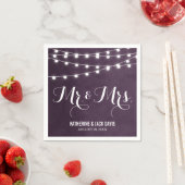 Pruim String Lights Bruiloft Monogram Servet (Insitu)