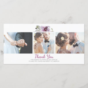 Pruimen Bloemenaquarel 3 Foto's Trouw Dank Je Bedankkaart