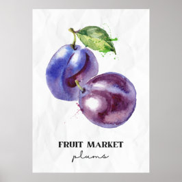 Pruimen op de fruitmarkt poster
