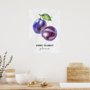 Pruimen op de fruitmarkt poster