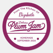 Pruimenjam Ronde Sticker (Voorkant)