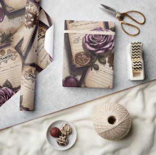 Pruimrozen Mechanische Steampunk  Cadeaupapier