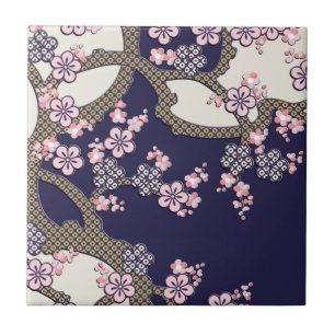 Pruisboombloemen traditionele japanse textielprodu tegeltje
