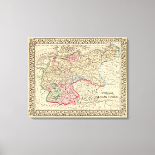 Pruisen, kaart van de Duitse staten door Mitchell Canvas Afdruk
