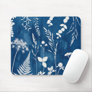 Pruisisch Indigo Blauw Cyanotype Varens Botanische Muismat