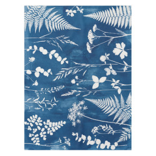 Pruisisch Indigo Blauw Cyanotype Varens Botanische Tafelkleed
