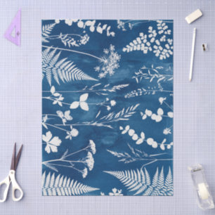Pruisisch Indigo Blauw Cyanotype Varens Botanische Tissuepapier