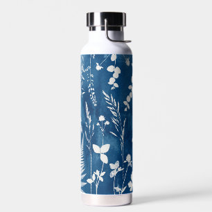 Pruisisch Indigo Blauw Cyanotype Varens Botanische Waterfles
