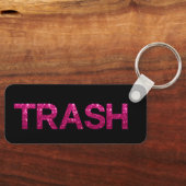Prullenbak Hot Pink Glitter Sleutelhanger (Voorkant)