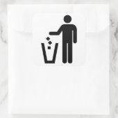 Prullenbak ondertekenen Zwart-wit Vierkante Sticker (Tas)