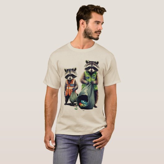 Prullenpanda's: dynamisch duo t-shirt (Voorkant volledig)