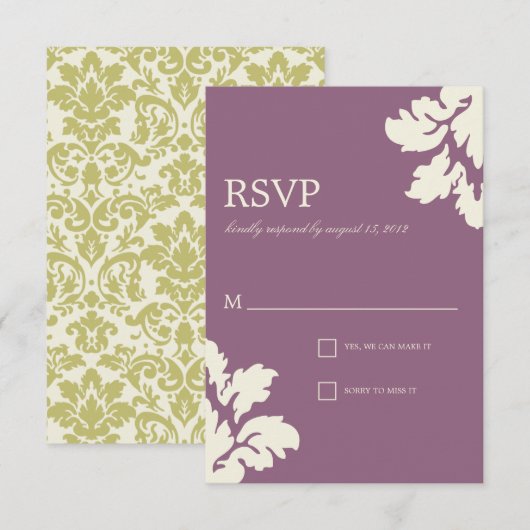 PRUNE & CITRON DAMASK | RÉPONSE AU MARIAGE (Devant / Derrière)