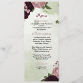 prune fleurs roses verdure menu mariage (Devant)