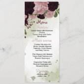 prune fleurs roses verdure menu mariage (Devant)
