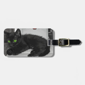 Prunella zwarte kat op laptop bagagelabel