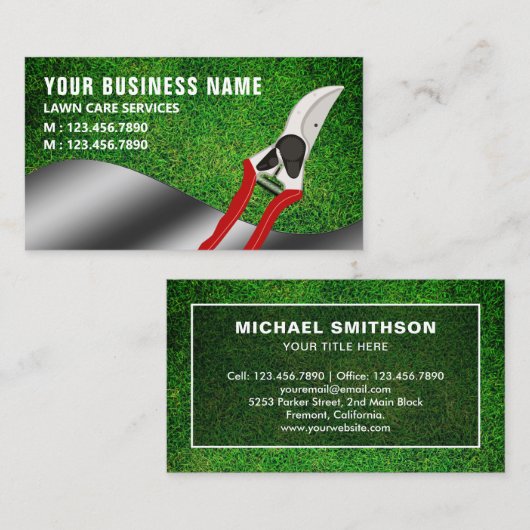 Pruning Shears Gardening Landscaping Lawn Care Visitekaartje (Voorkant / Achterkant)