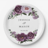 Prunus Pioenrozen Bruiloft Feest Papieren Bord (Voorkant)