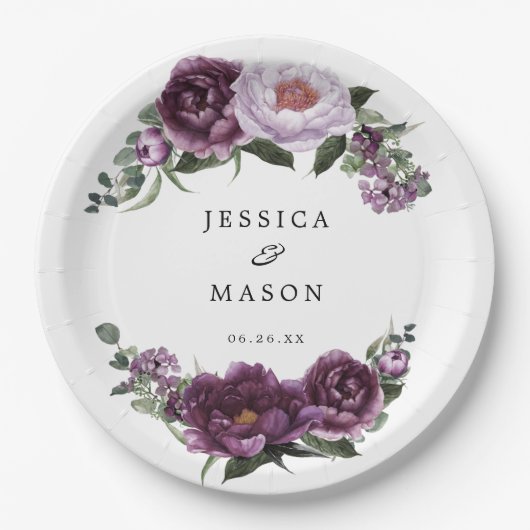 Prunus Pioenrozen Bruiloft Feest Papieren Bord (Voorkant)