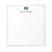 Prussian Blue Bow Border Script Custom Name Script Notitieblok (Voorkant)